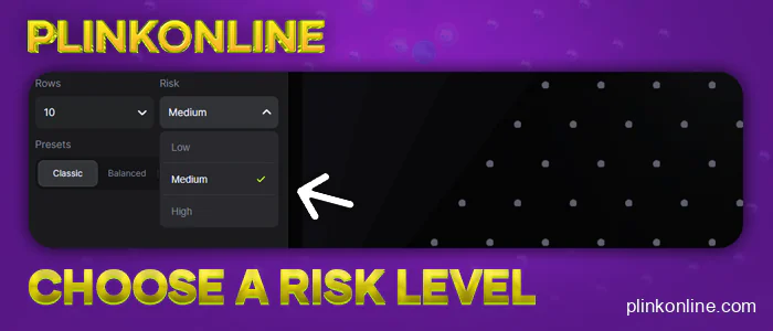 Choose the level of risk in plinko online pokie