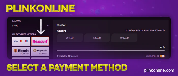 Specify the deposit method in online casino to play plinko online for real money