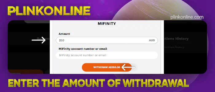 Enter the withdrawal amount in AUD currency and confirm